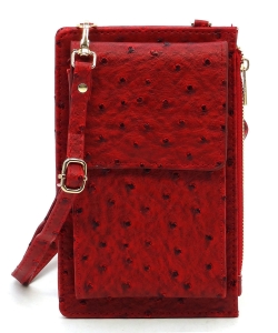 Ostrich Crossbody Cell Phone RED